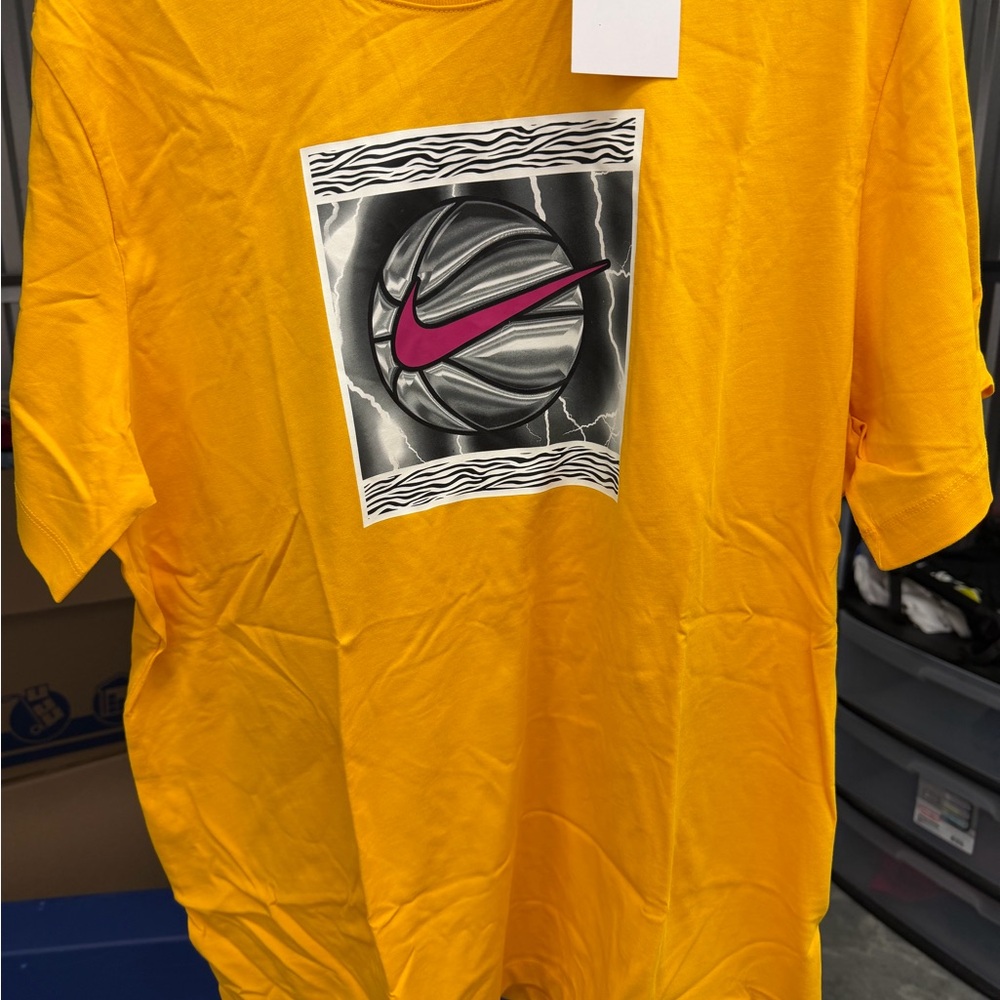 Nike Yellow Crewneck Tee with Subtle Silver Swoosh